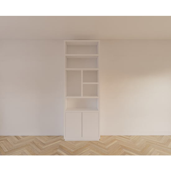 123kast  Vakkenkast Rockford 02 - 90x32x250H cm - push to open deuren - open vakken - strakke afwerking