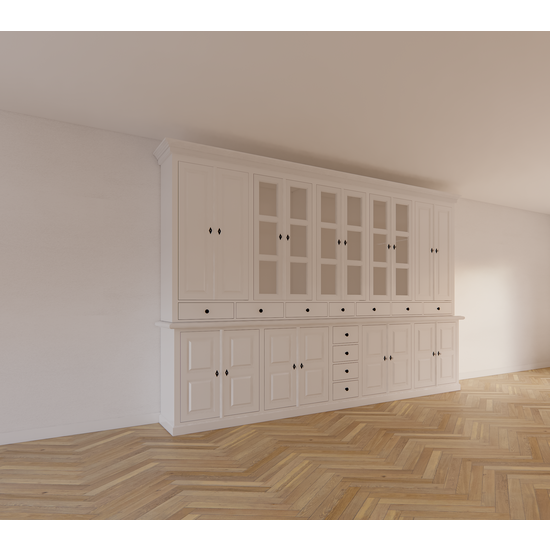 123kast  Buffetkast Bursa - 360x50x250H cm - vitrine deuren en dichte deuren