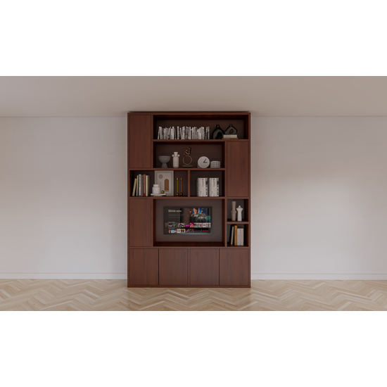 123kast  Tv vakkenkast Marrakesh - 180c40x256H cm - push to open deuren - eiken uitvoering - strakke afwerking - open vakken