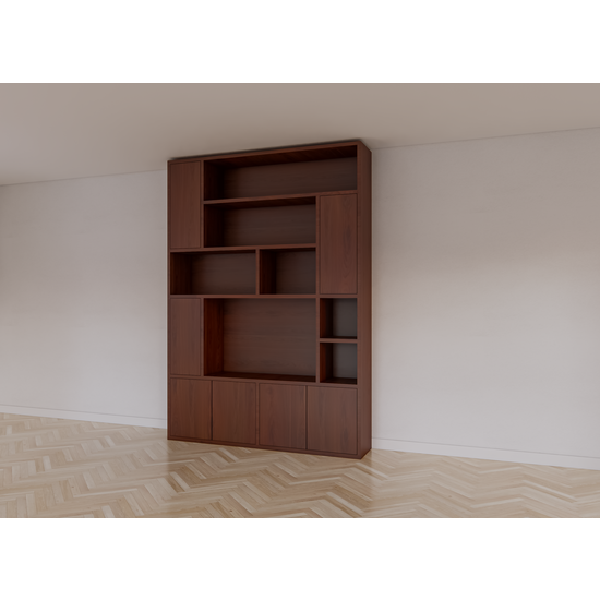 123kast  Tv vakkenkast Marrakesh - 180c40x256H cm - push to open deuren - eiken uitvoering - strakke afwerking - open vakken