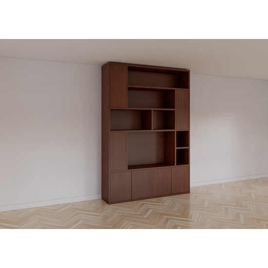 123kast  Tv vakkenkast Marrakesh - 180c40x256H cm - push to open deuren - eiken uitvoering - strakke afwerking - open vakken