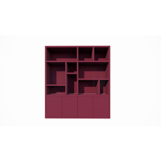 123kast  Vakkenkast Singapore - 220x40x245H cm - open vakken - push to deuren - strak design