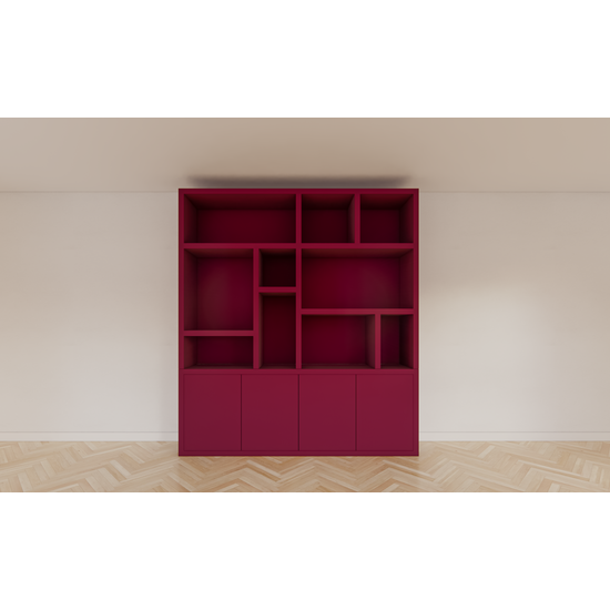 123kast  Vakkenkast Singapore - 220x40x245H cm - open vakken - push to deuren - strak design