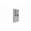 123kast  Vitrine/lade kast Foggia 01 - 107x48x225H cm - 2 vitrinedeuren - 3 brede soft close lades - landelijke/klassiek sierlijst