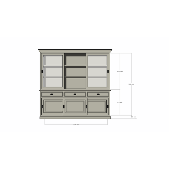 123kast  Buffetkast Manisa - 220x53x218H - schuifdeuren - soft close lades - landelijke stijl