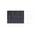 123kast  Vakkenkast Tolosa - 290x46x220H cm - open vakken- strak design - push to open lades en deuren