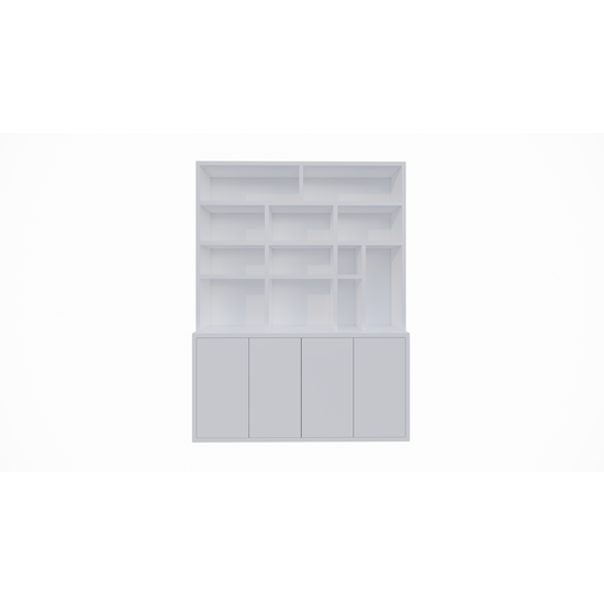 123kast  vakkenkast Kingbridge - 200x35/45x262H cm - open vakken - push to open deuren - strakke afwerking