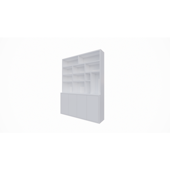 123kast  vakkenkast Kingbridge - 200x35/45x262H cm - open vakken - push to open deuren - strakke afwerking