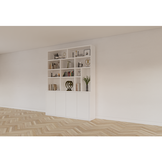 123kast  vakkenkast Kingbridge - 200x35/45x262H cm - open vakken - push to open deuren - strakke afwerking