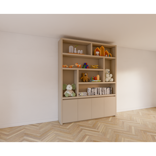 123kast  Vakkenkast Calvert - 200x40x253H cm - greeploze greepen - zwevende onderlijst - strak design