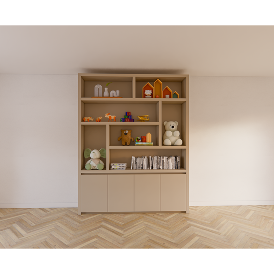 123kast  Vakkenkast Calvert - 200x40x253H cm - greeploze greepen - zwevende onderlijst - strak design