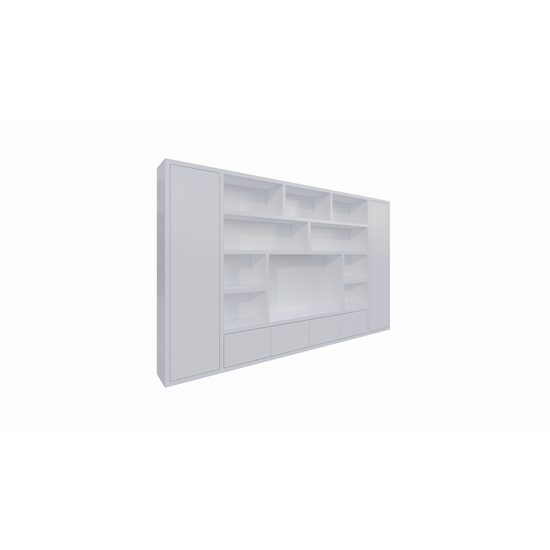 123kast  Tv vakkenkast Austin - 400x40x240H cm - strak design - dichte push to open deuren - open vakken