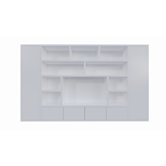 123kast  Tv vakkenkast Austin - 400x40x240H cm - strak design - dichte push to open deuren - open vakken