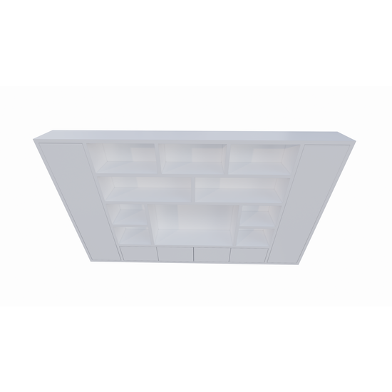 123kast  Tv vakkenkast Austin - 400x40x240H cm - strak design - dichte push to open deuren - open vakken