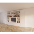 123kast  Tv vakkenkast Austin - 400x40x240H cm - strak design - dichte push to open deuren - open vakken