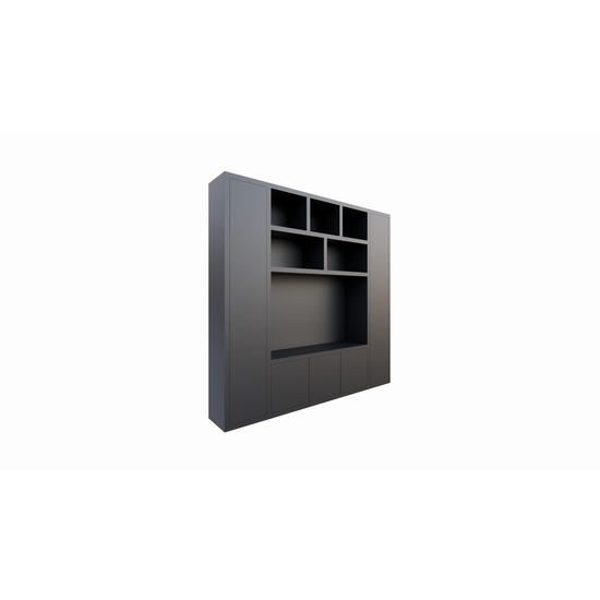 123kast  Tv vakkenkast Austin - 250x40x240H cm - open vakken - push to open deuren - strak design