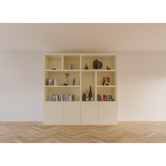 123kast  Vakkenkast Noale - 250x42x240H cm - push to open deuren - 5cm plank dikte - strak design