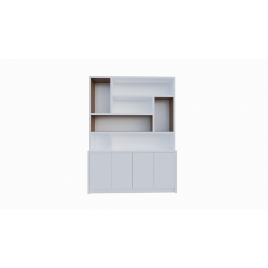 123kast  Vakkenkast Matera - 180x30/40x240H cm - deels eiken binnenkant - push to open deuren - strak design