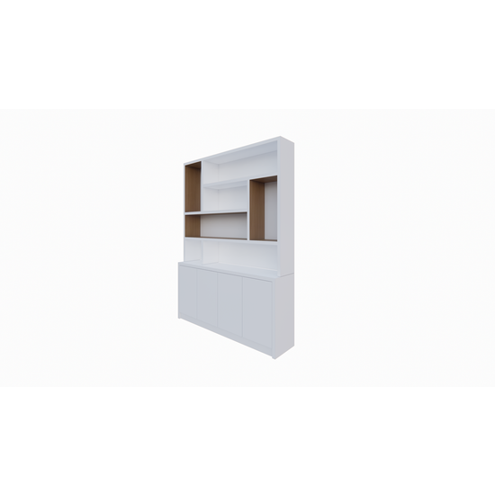 123kast  Vakkenkast Matera - 180x30/40x240H cm - deels eiken binnenkant - push to open deuren - strak design