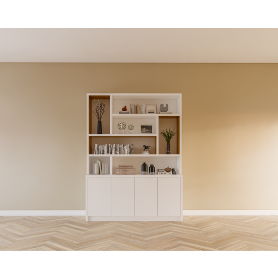 123kast  Vakkenkast Matera - 180x30/40x240H cm - deels eiken binnenkant - push to open deuren - strak design
