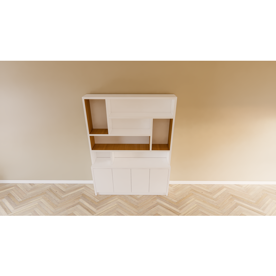 123kast  Vakkenkast Matera - 180x30/40x240H cm - deels eiken binnenkant - push to open deuren - strak design