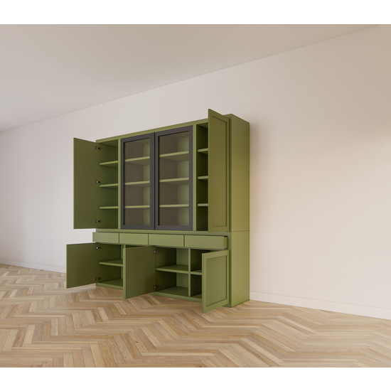 123kast  Buffetkast Formia - 240x50x230H cm - stalen deuren - push to open deuren en lades