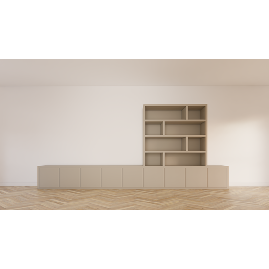 123kast  Tv dressoir met vakkenkast Sassari - 540x40x65/240H cm - push to open deuren - open vakken - strak design