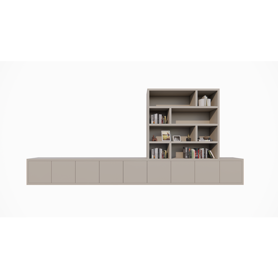 123kast  Tv dressoir met vakkenkast Sassari - 540x40x65/240H cm - push to open deuren - open vakken - strak design