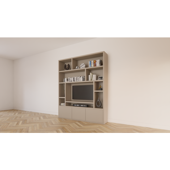 123kast  Tv vakkenkast Fisterra - 200x35x240H cm - push to open deuren - strakke afwerking