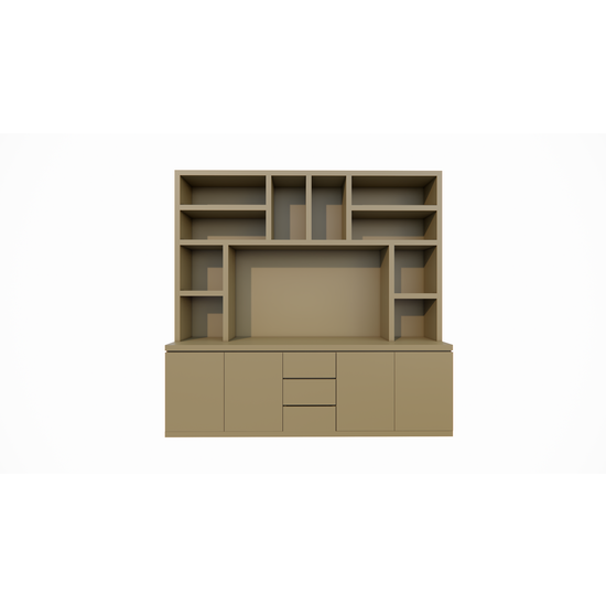 123kast  Tv vakkenkast Sineu 02 - 250x30/50x240H cm - push to open deuren - soft colse lades - open vakken - strakke afwerking