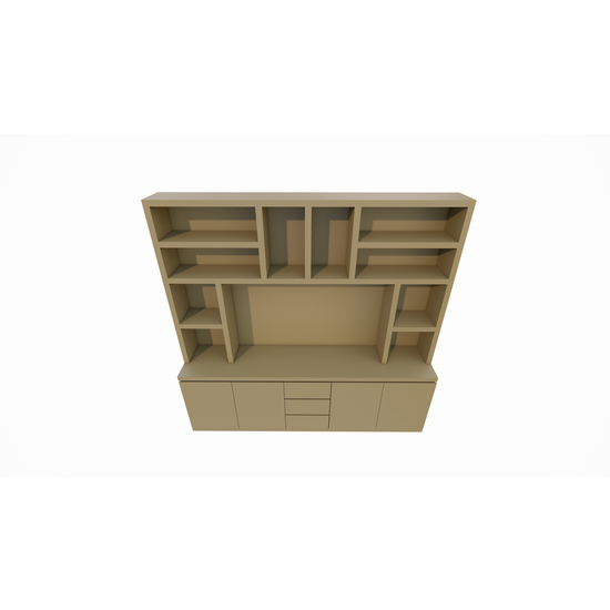 123kast  Tv vakkenkast Sineu 02 - 250x30/50x240H cm - push to open deuren - soft colse lades - open vakken - strakke afwerking