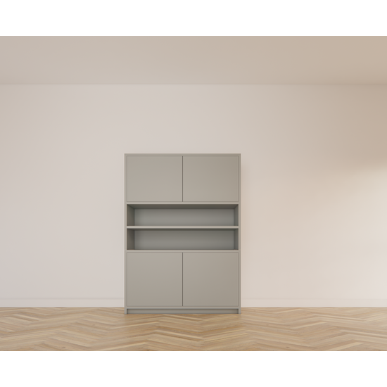 123kast  Vakkenkast Mende - 145x55x200H cm - push to open deuren - open vak