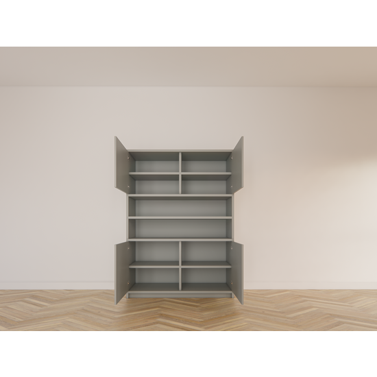 123kast  Vakkenkast Mende - 145x55x200H cm - push to open deuren - open vak