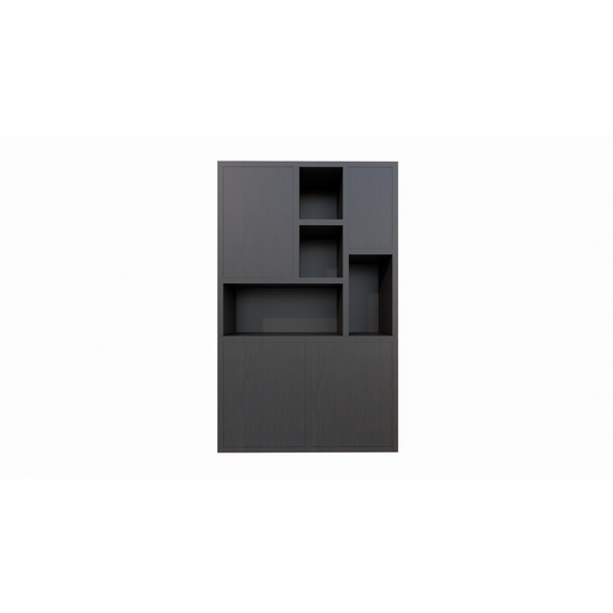 123kast  Vakkenkast faro 01 - 124x44x200H cm - dichte deuren in bovenkast - push to open deuren - strak design