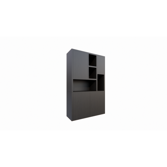 123kast  Vakkenkast faro 01 - 124x44x200H cm - dichte deuren in bovenkast - push to open deuren - strak design