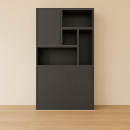 123kast  Vakkenkast faro 01 - 124x44x200H cm - dichte deuren in bovenkast - push to open deuren - strak design