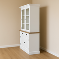 123kast  Buffetkast Sara 02 - 130x46x206H cm - eiken tussen blad - 2 vitrine scharnierdeuren - 2 soft close lades - 2 dichte scharnierdeuren