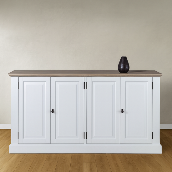 123kast  Dressoir Sara 04 - 160x46x90H cm - eiken bovenblad - 4 dichte scharnierdeuren