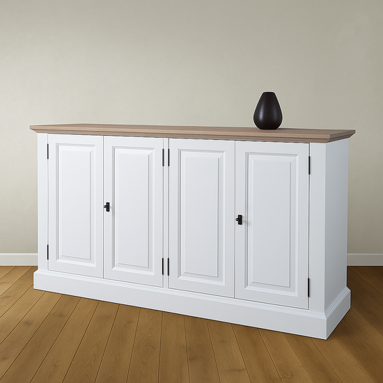 123kast  Dressoir Sara 04 - 160x46x90H cm - eiken bovenblad - 4 dichte scharnierdeuren