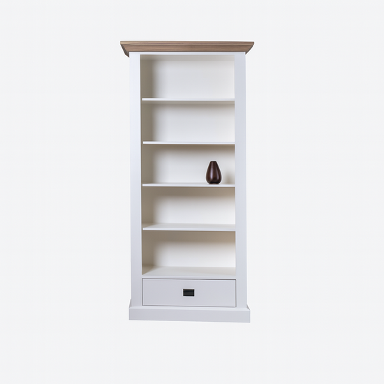 123kast  Boekenkast Sara 05 - 100x46x206H cm - eiken bovenlijst - 4 planken - 1 soft close lade