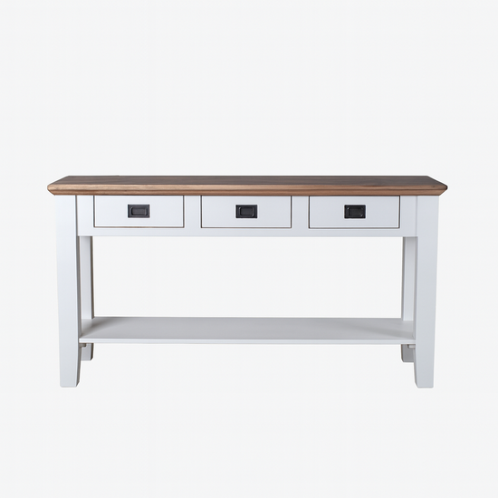 123kast  Sidetable Sara 16 - 140x40x77H cm - eiken bovenblad - 3 lades - 1 plank