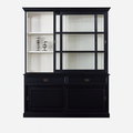 123kast  Buffetkast Miami Beach - 188x53x218H cm - 2 vitrine schuifdeuren - 2 soft close lades - 2 dichte schuifdeuren - glazen zijkanten
