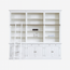 123kast Boekenkast Melena del Sur - 300x40x240H cm - met stang en ladder - 15 planken - 3 uitschuif planken - 6 dichte scharnierdeuren - verstelbare planken