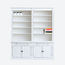 123kast Boekenkast Melena del Sur - 200x40x240H cm - met stang en ladder - 10 planken - 2 uitschuifbare planken - 4 dichte scharnierdeuren - verstelbare planken