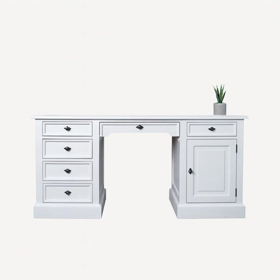 123kast  Engels Bureau Philine - 160x70x79H cm - uitschuifbaar toetsenblad - 5 soft close lades - 1 dichte scharnierdeur - klassiek