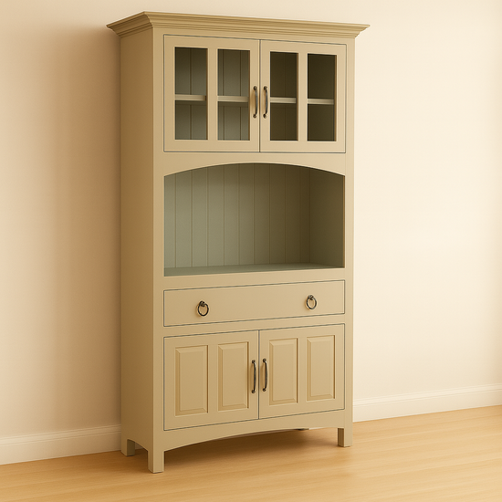 123kast  Buffetkast Pia - 120x40x230H cm - op pootjes - 1 open vak - 1 soft close lade - 4 scharnierdeurtjes