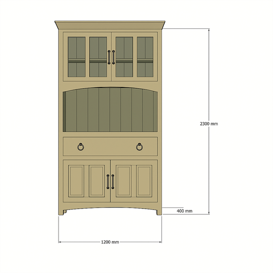 123kast  Buffetkast Pia - 120x40x230H cm - op pootjes - 1 open vak - 1 soft close lade - 4 scharnierdeurtjes