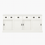 123kast Dressoir Lin 03 - 200x50x90H cm - optioneel vergrijsd bovenblad - 6 lades - 4 dichte schuifdeuren