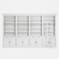 123kast  Boekenkast Private Library - 400x43x240H cm - demontabel - met stang en ladder - verstelbare planken - 20 planken - 8 lades - 8 dichte scharnierdeuren