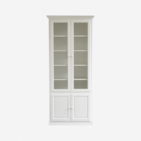 123kast  Vitrinekast/schakelkast LM 01 - 100x40x245H cm - 2 vitrine scharnierdeuren - 5 planken - 2 dichte scharnierdeuren - verstelbare planken - schakelbaar